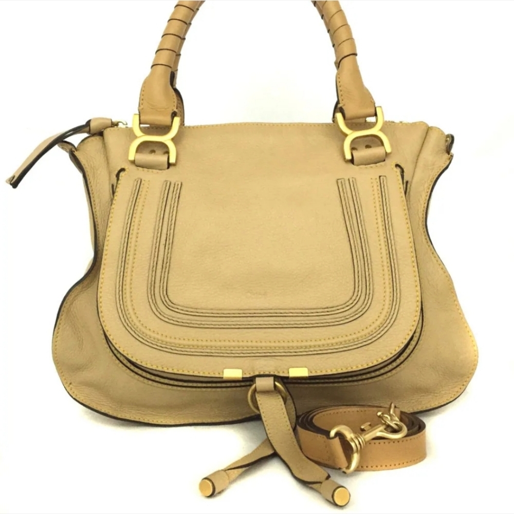 Chloe Marcie Brown Leather Hand Bag w/Shoulder Strap - Picture 1 of 11